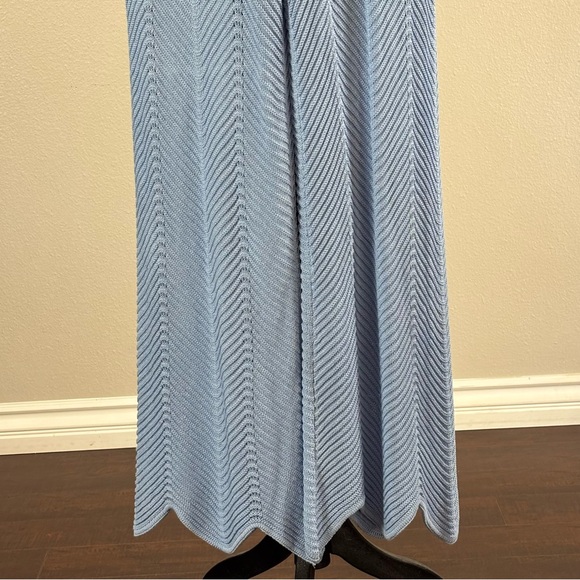 Vici Womens Boho Light Blue Chevron Knit Wide Leg Scallop Hem Pants Size XL - Picture 3 of 6